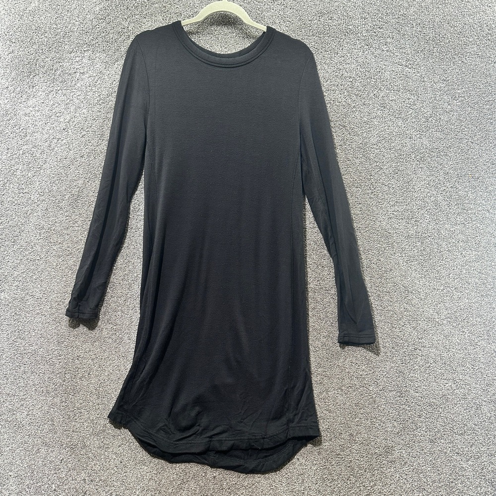 Lou‎ & Grey Midi Shirt Dress Women Small Black Long Sleeve Casual